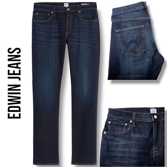 EDWIN Men’s Jace Slim Straight Leg Jeans in the Size 31X32 in Icon Blue Color - Picture 1 of 14